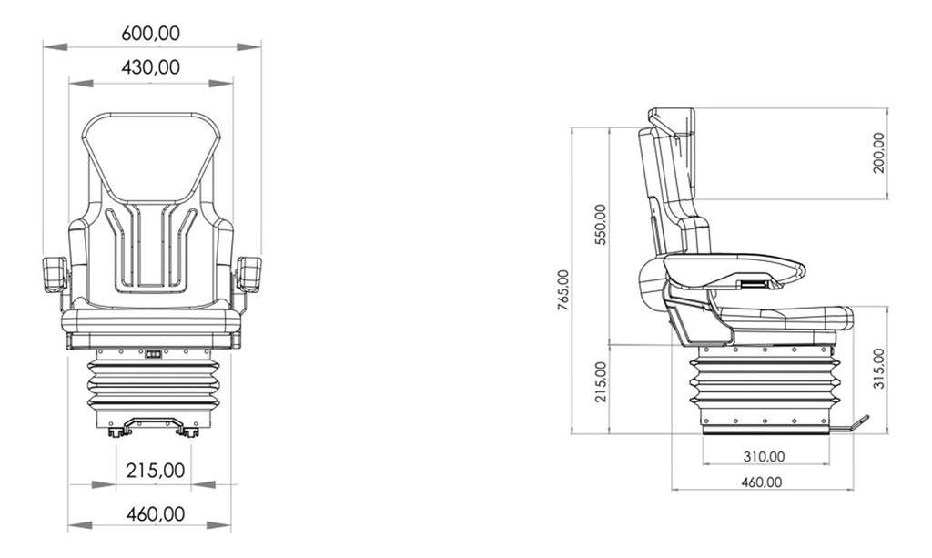 Butaca Para Tractor Electro Neumática Negro